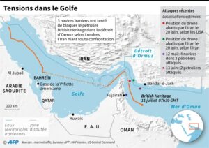 Carte des récentes tensions dans le Golfe