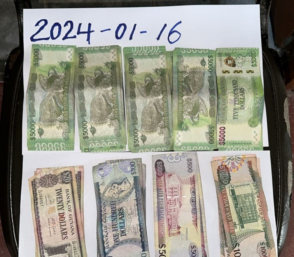 Suspected counterfeit money found during roadblock at Mahaica