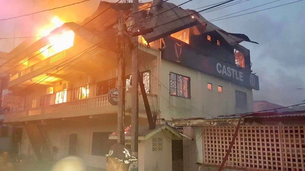 Castle Hotel engulfed in flames