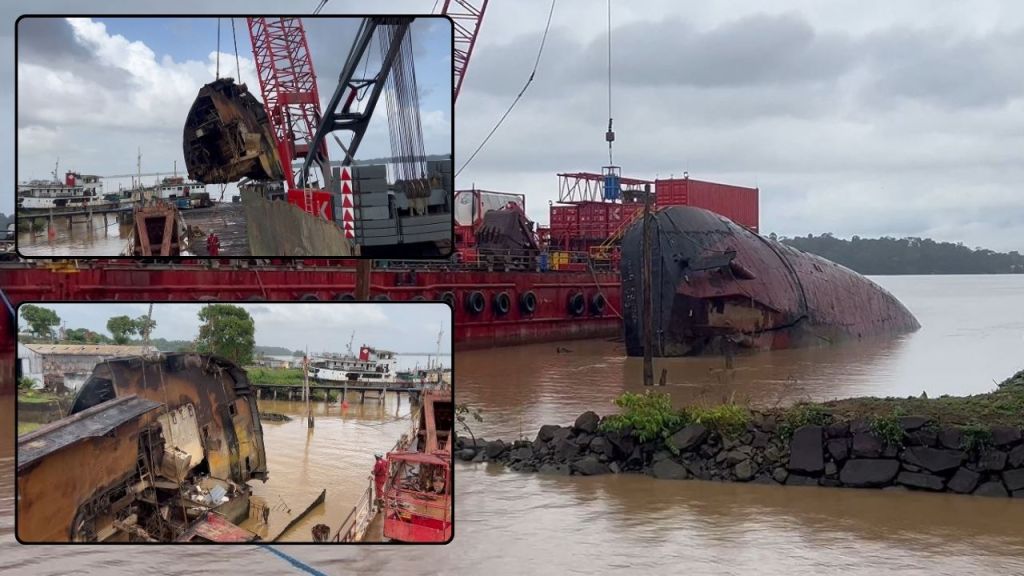 To boost maritime safety, decades-old ‘Torani’ wreck being removed from Mazaruni River