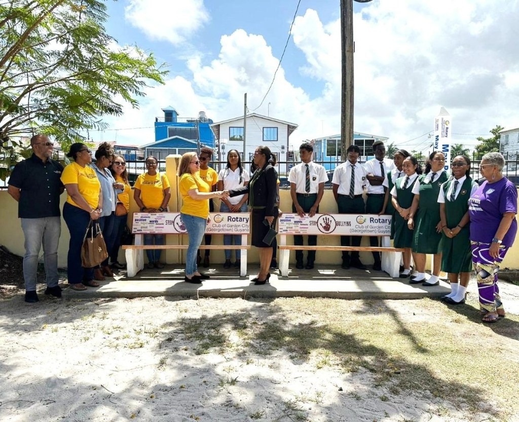 Rotary Club of Garden City Georgetown unveils peace, mental health benches at schools