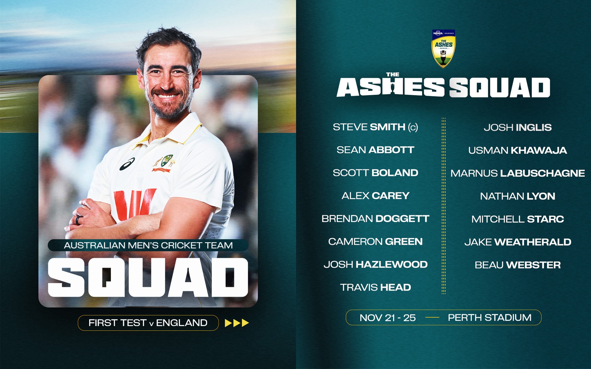 Only one player under 30 in Australia Ashes squad
