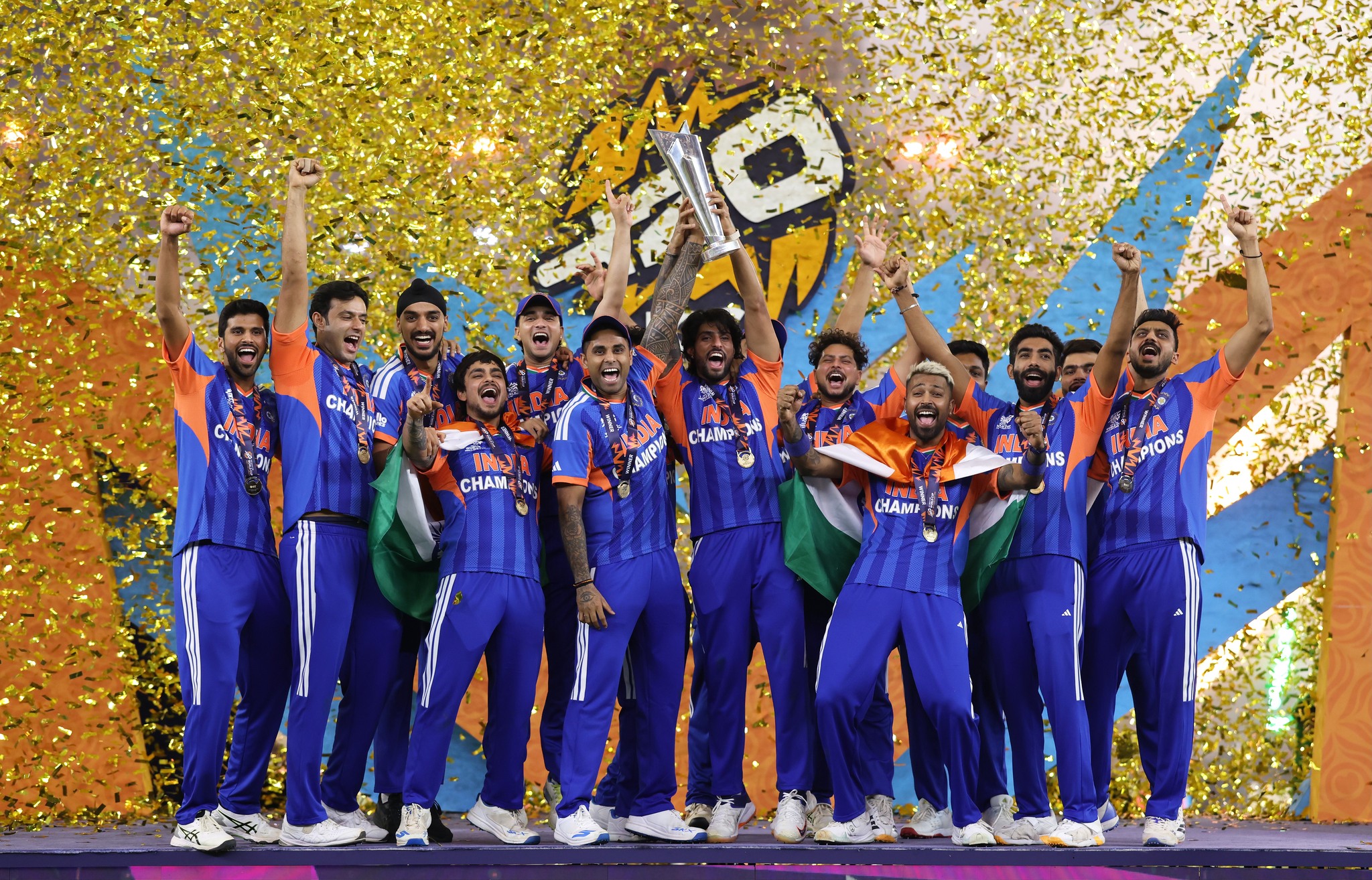 Superb India crush New Zealand to win record third World T20 title