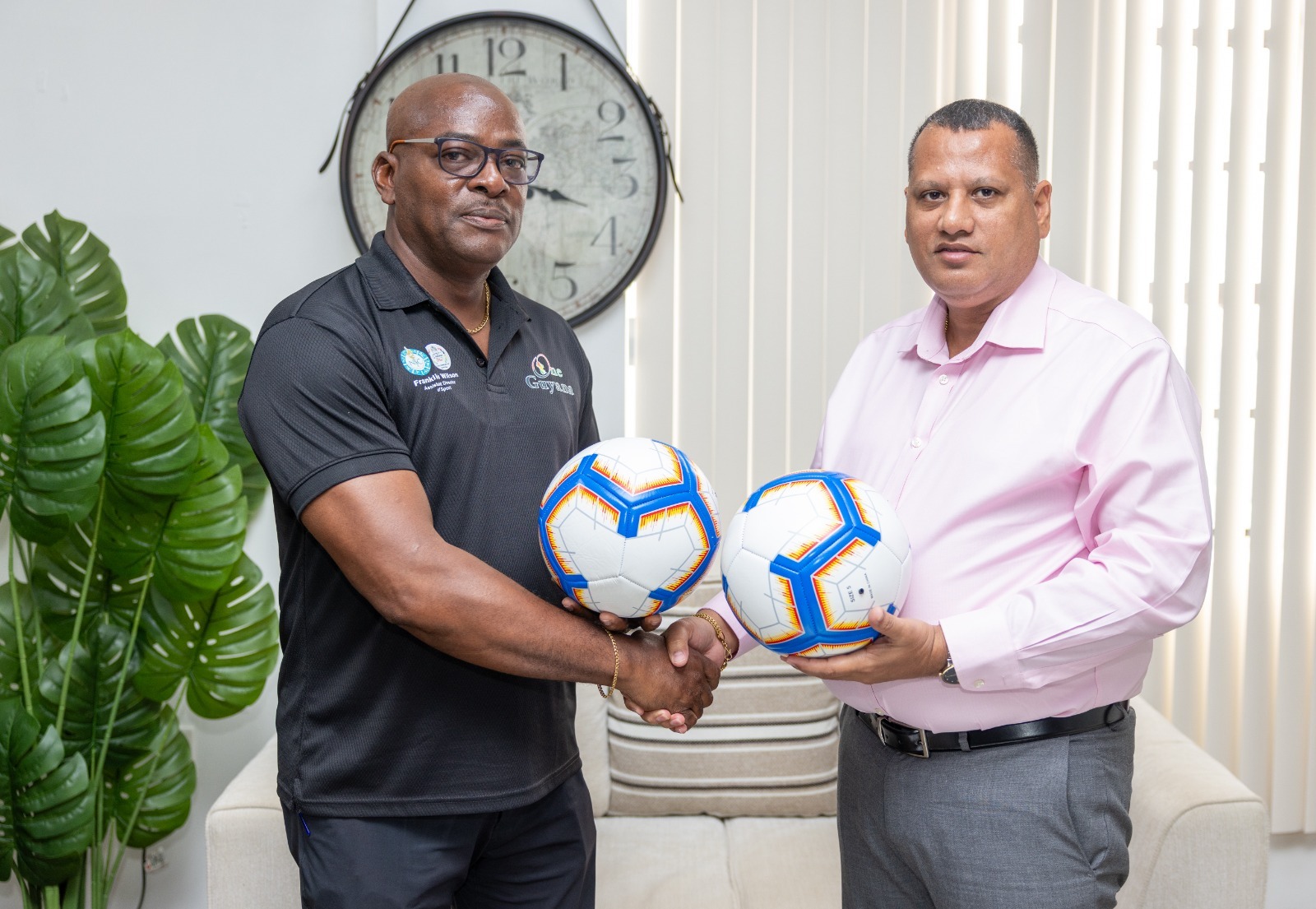 Minister Croal delivers footballs to East Bank Inter-Village tournament