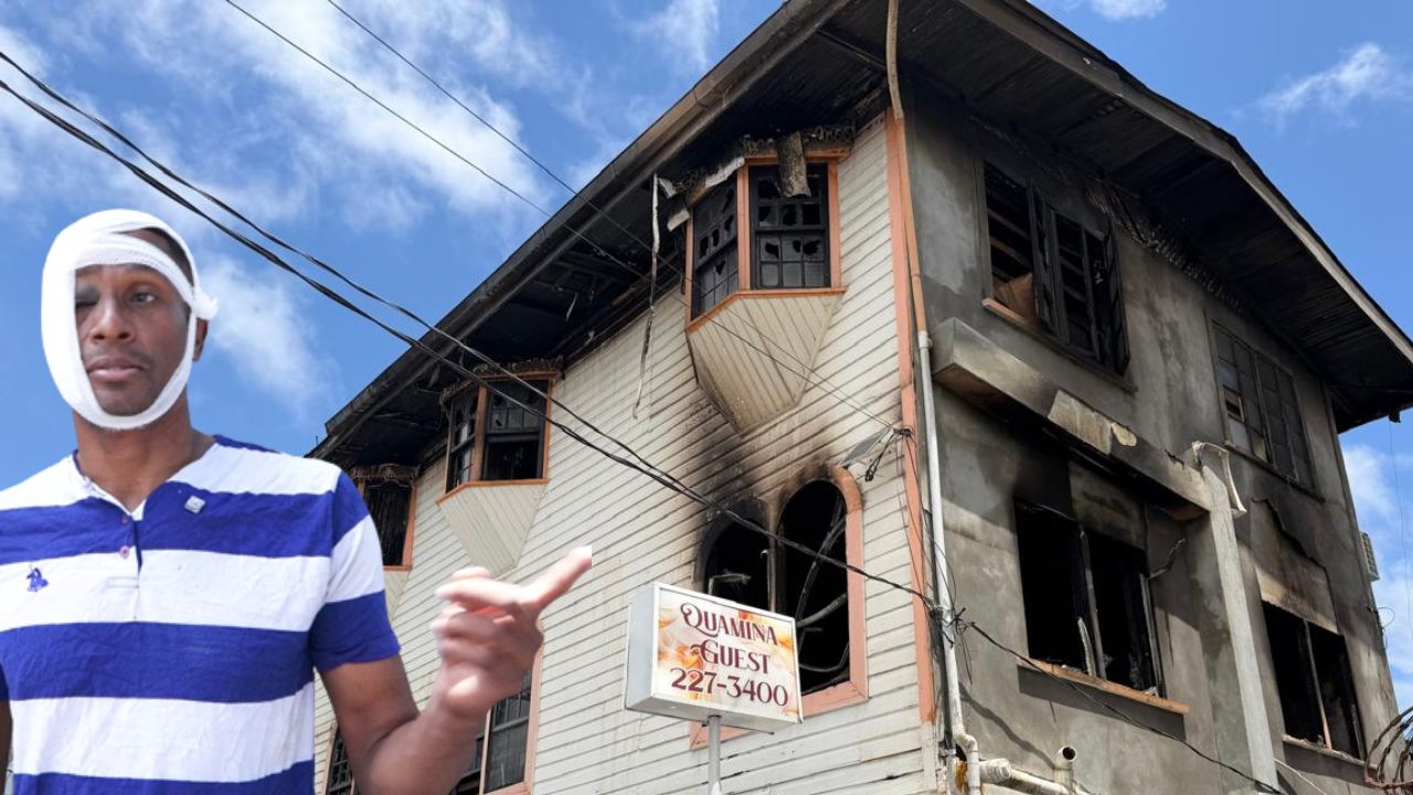 Guest escapes by jumping from window as fire destroys Quamina Street building